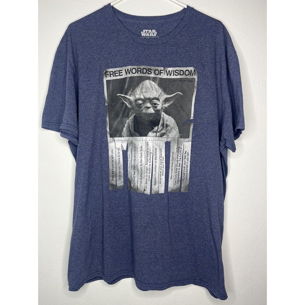 Fifth Sun Star Wars Yoda Adult XL T-Shirt Blue Words of Wisdom